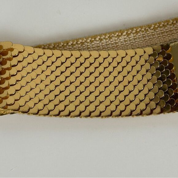 Vintage Gold-Tone Chain Scale Elastic Metallic Belt 80s S - Picture 3 of 5